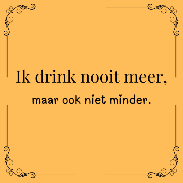 ''Ik drink nooit meer..''