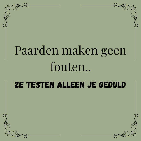 ''Paarden maken geen fouten..''