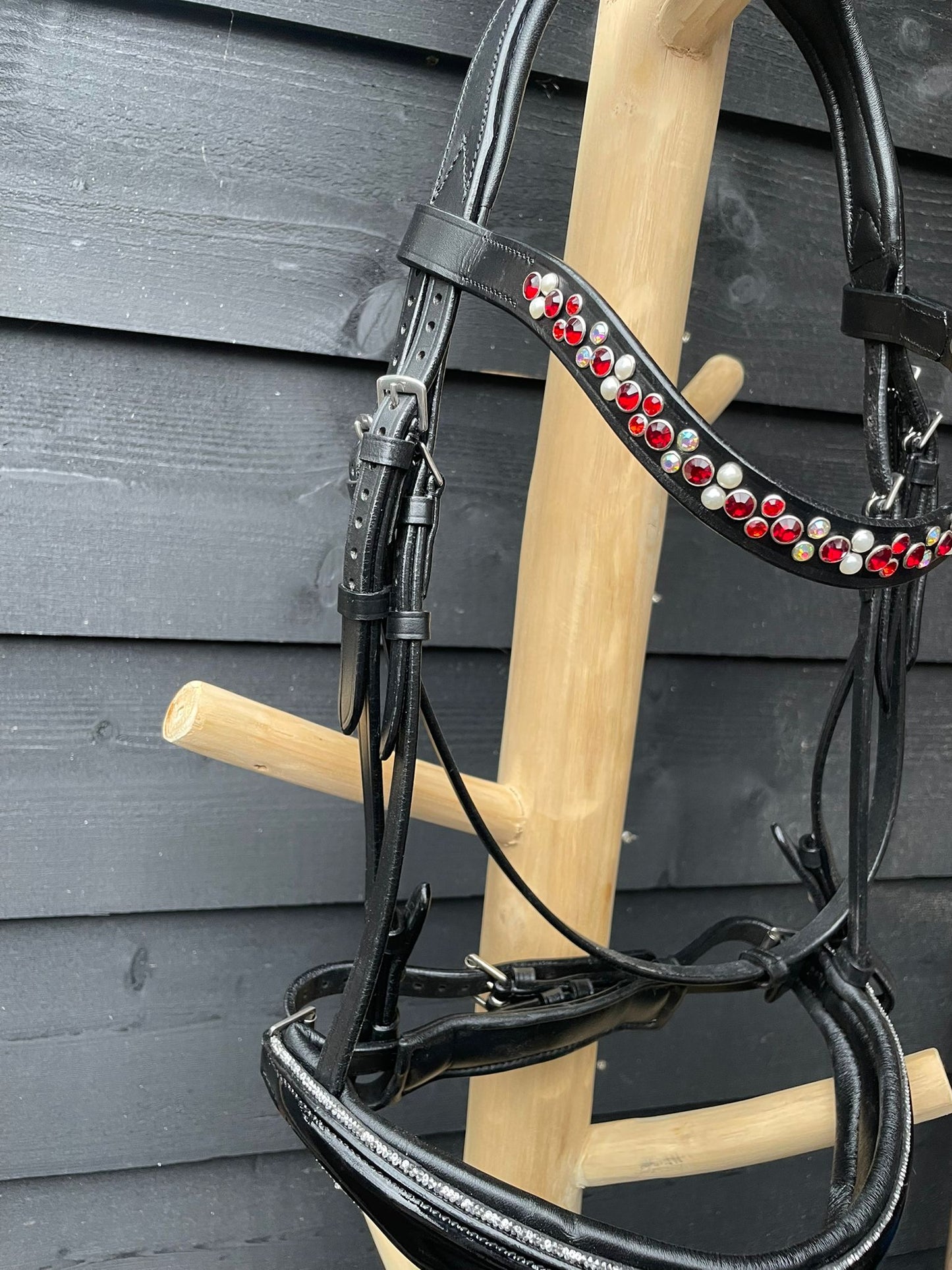 Hoofdstel Zilvere rocktrim maat Full, met frontriem