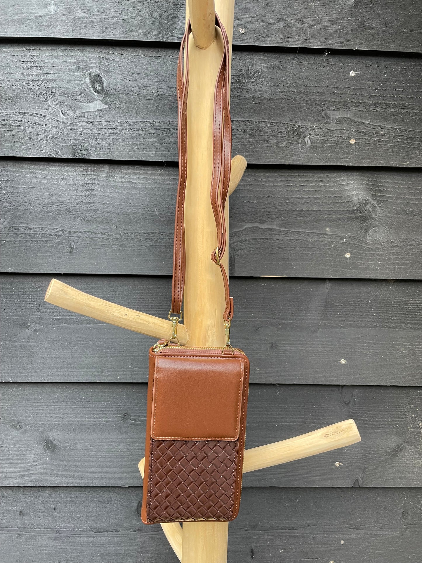 Portemonnee/telefoontasje Donkerbruin