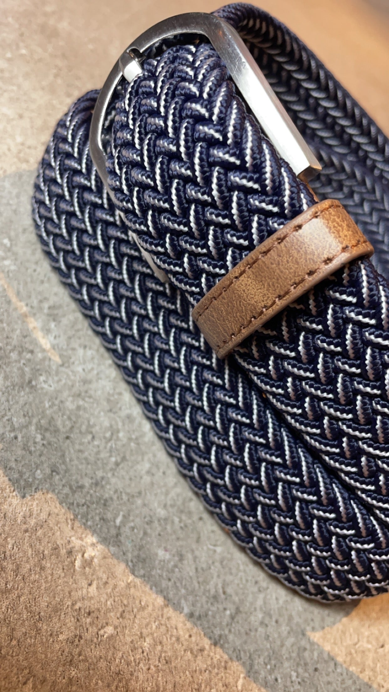 Elastische broekriem Navy/Wit