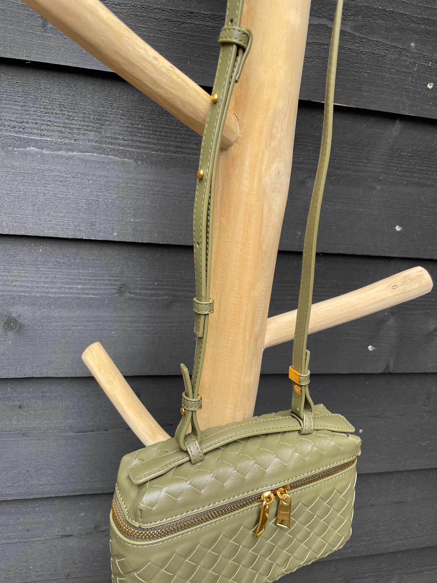 Gevlochten crossbody Olijfgroen