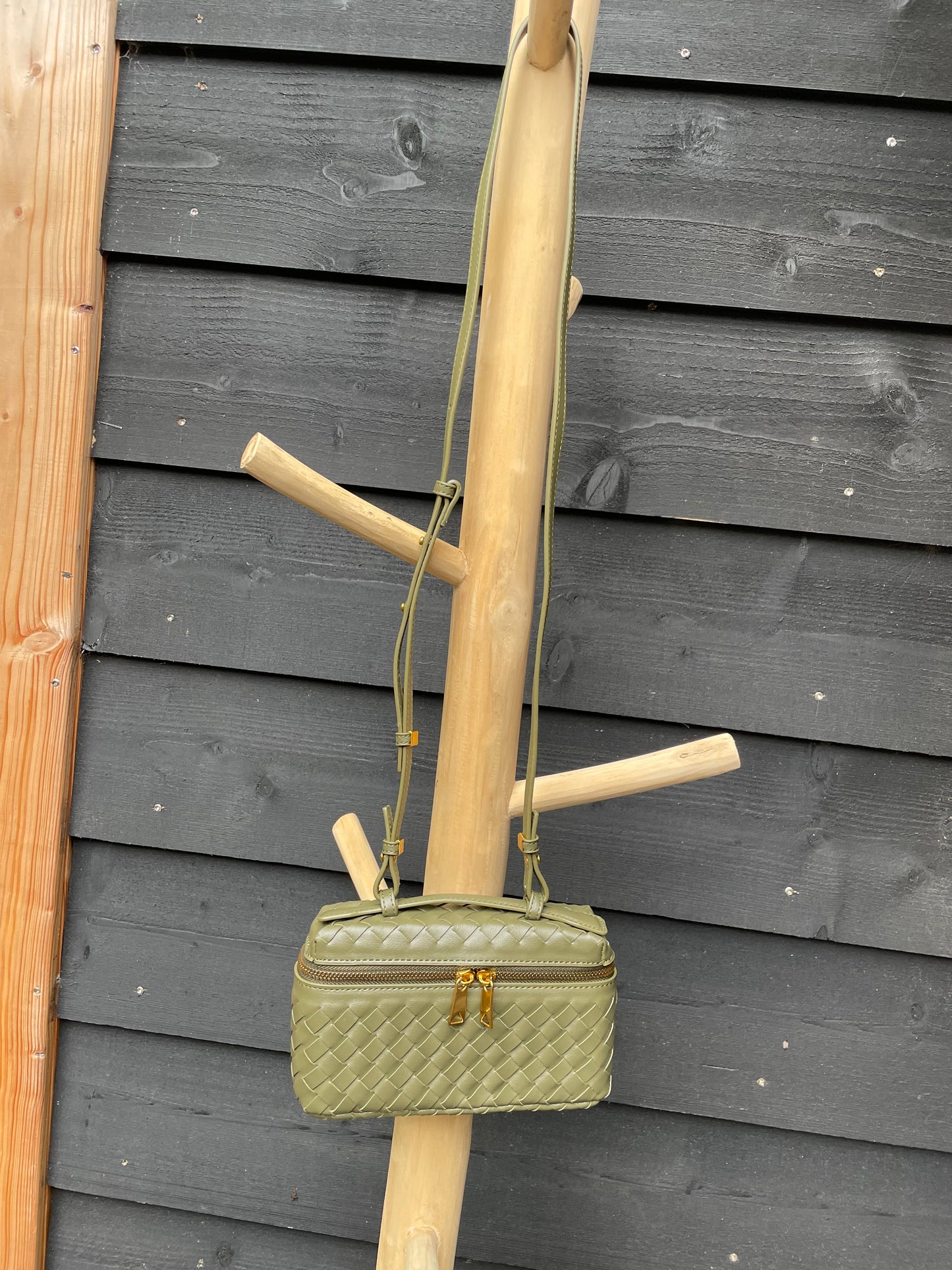 Gevlochten crossbody Olijfgroen