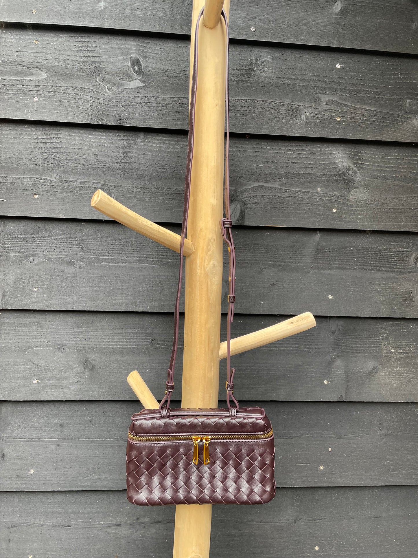 Gevlochten crossbody Aubergine