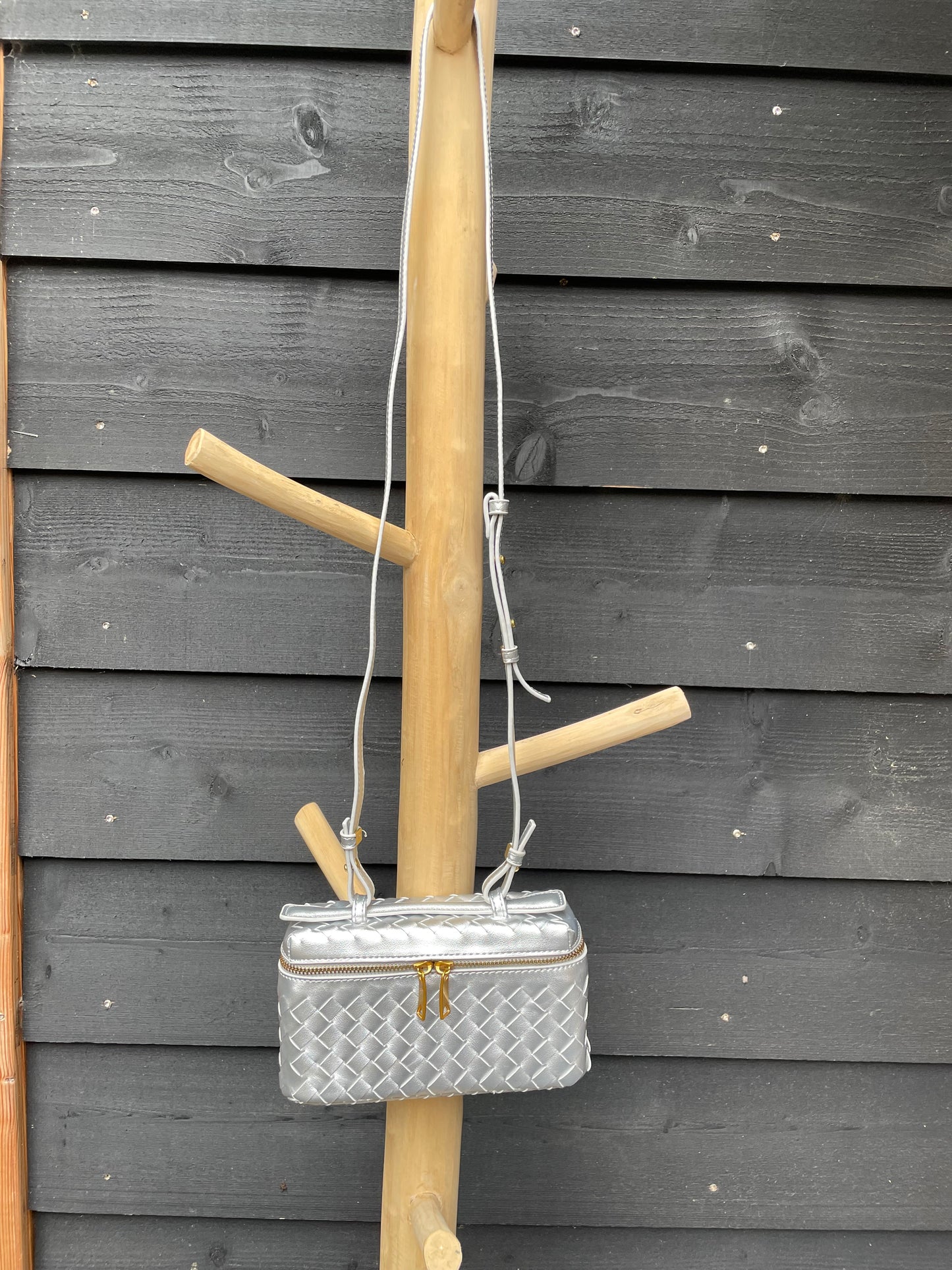 Gevlochten crossbody Zilver