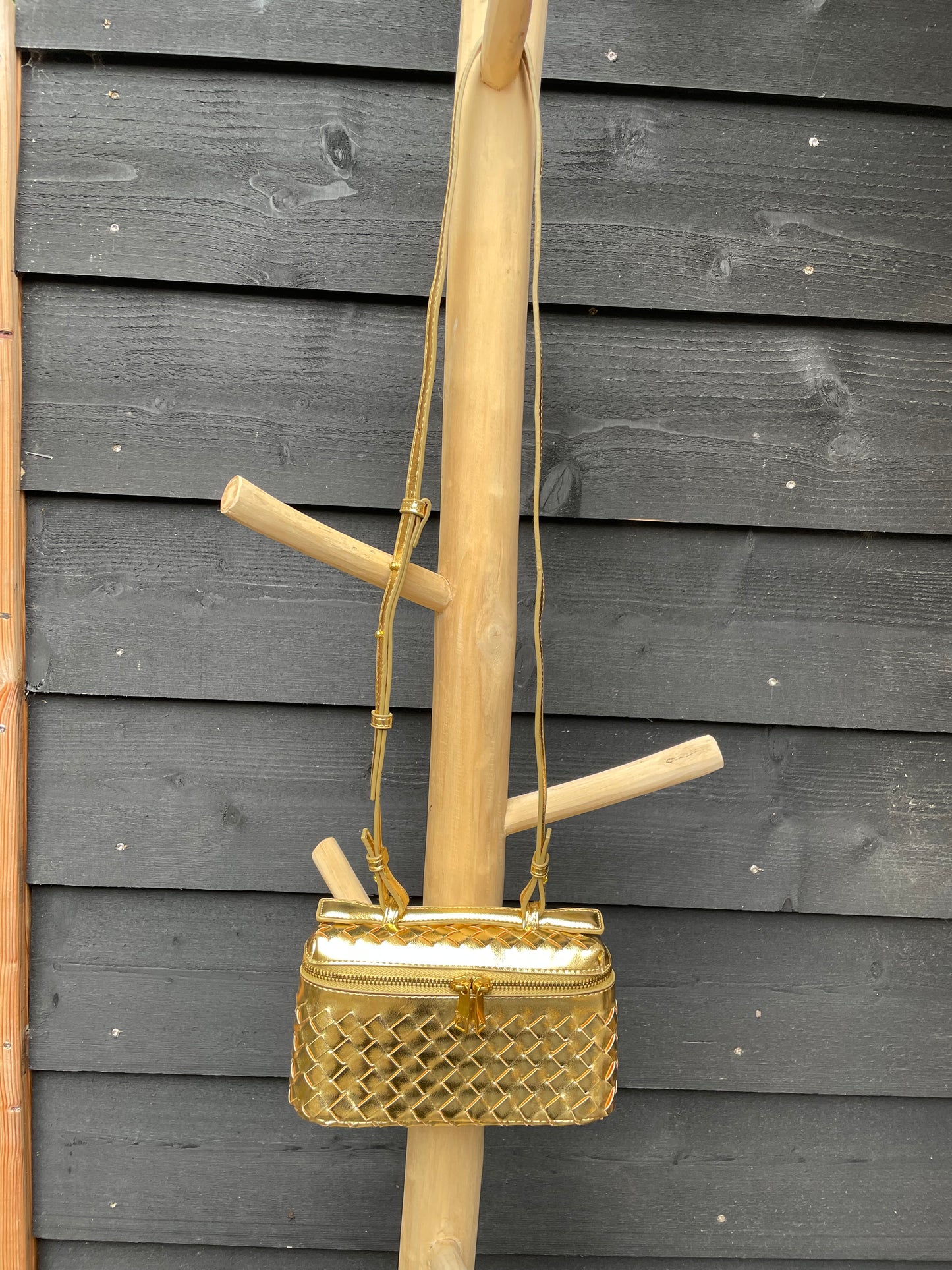 Gevlochten crossbody Goud