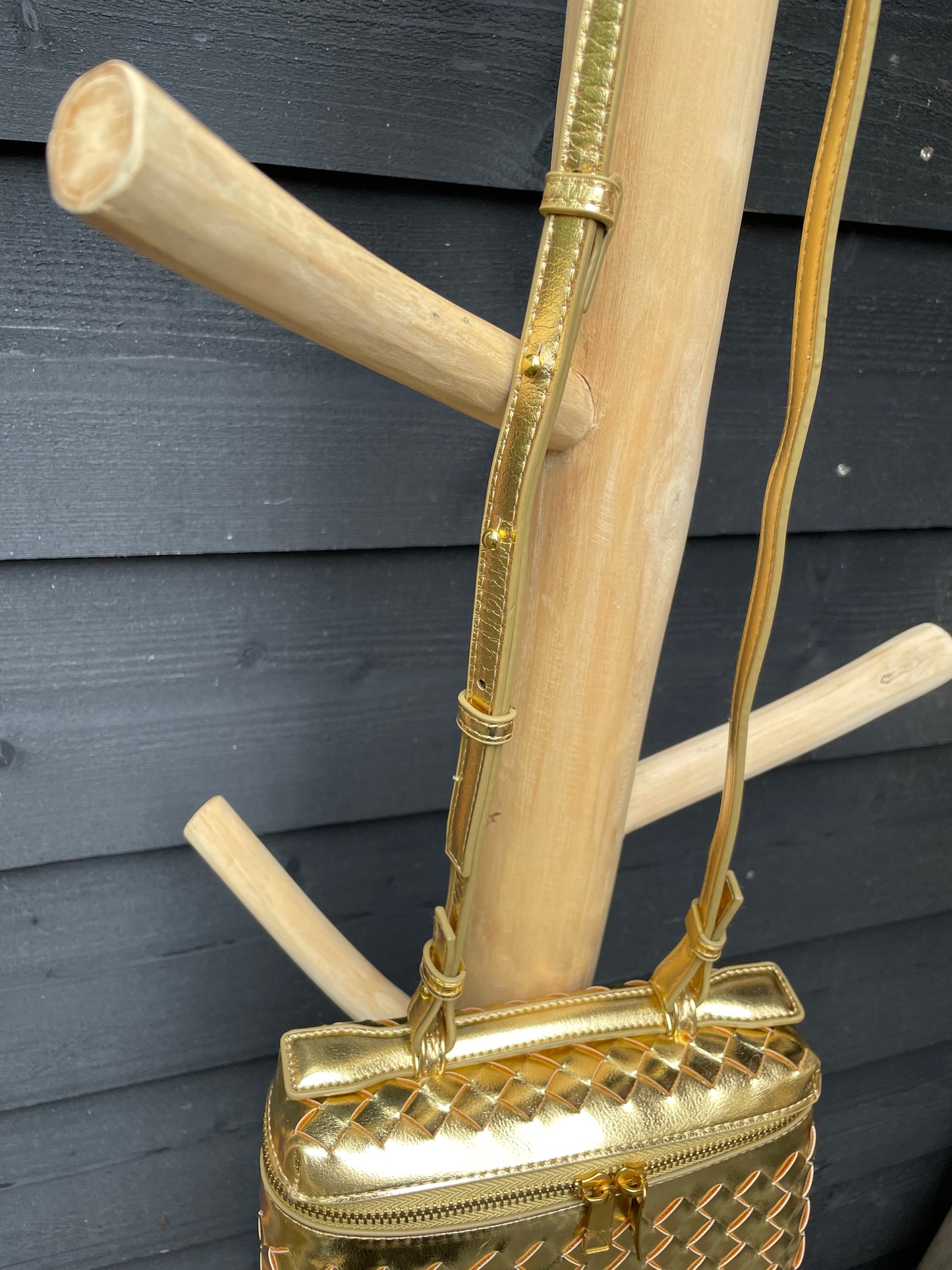 Gevlochten crossbody Goud