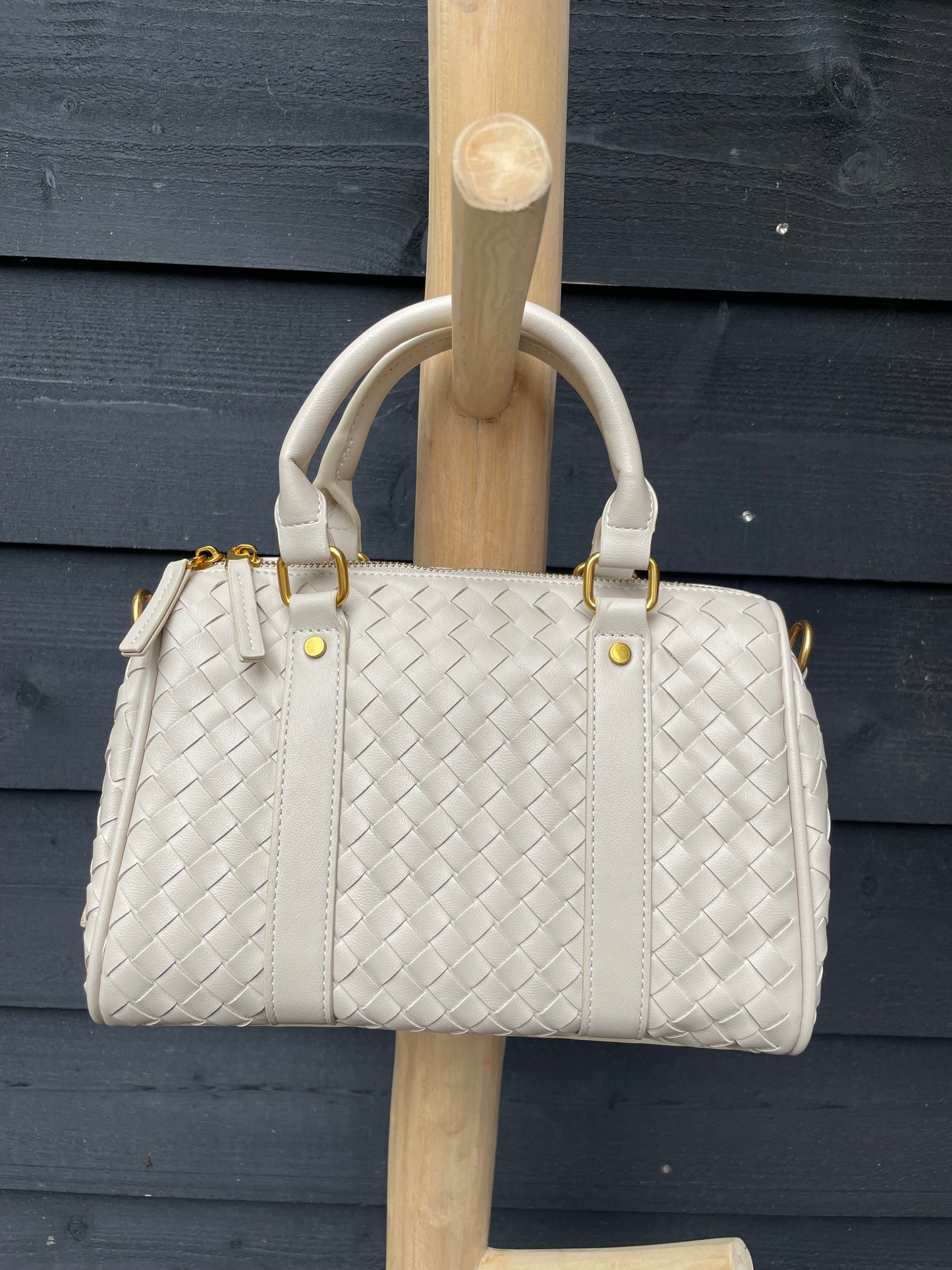 Gevlochten handtas Beige