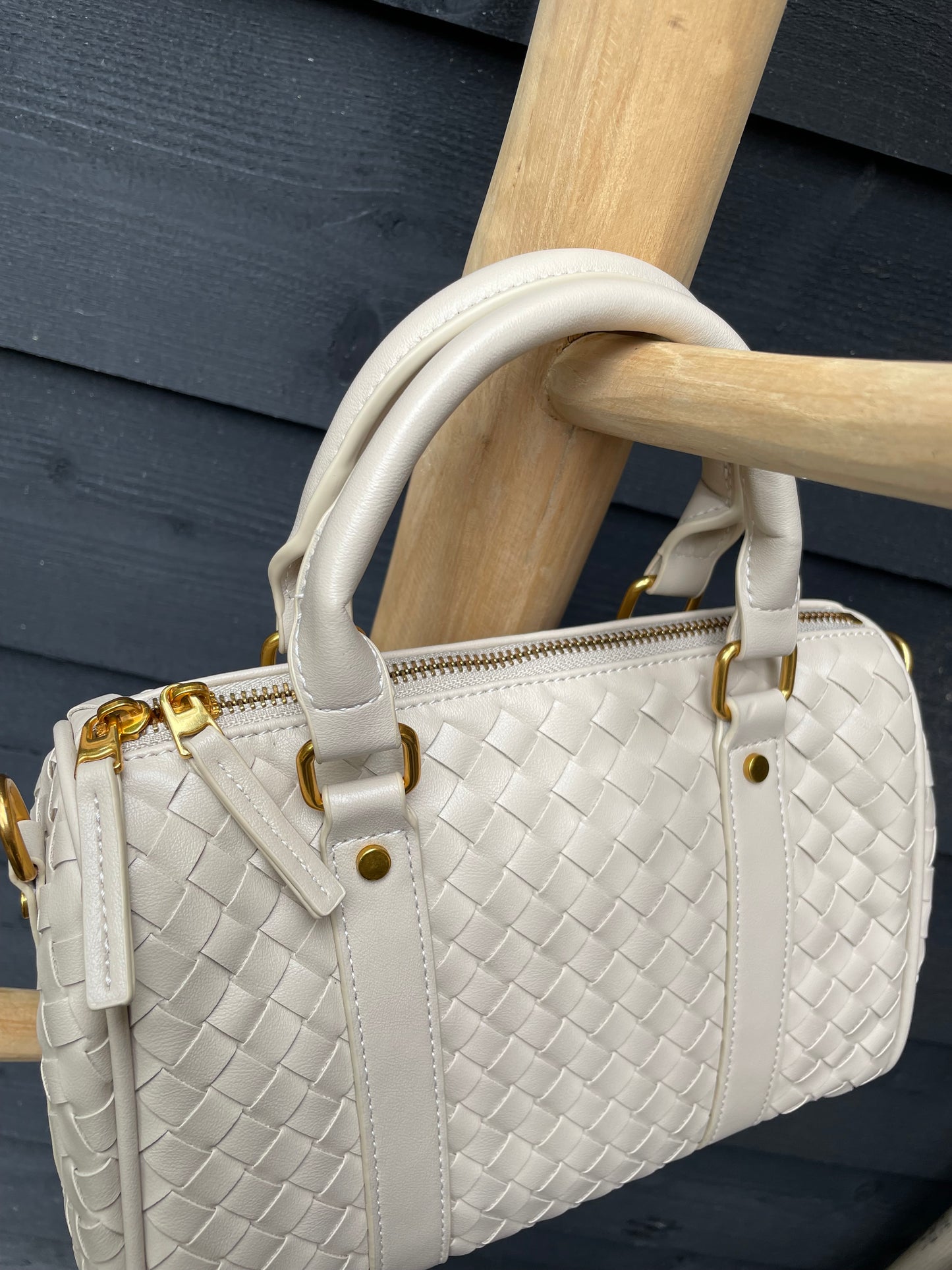 Gevlochten handtas Beige
