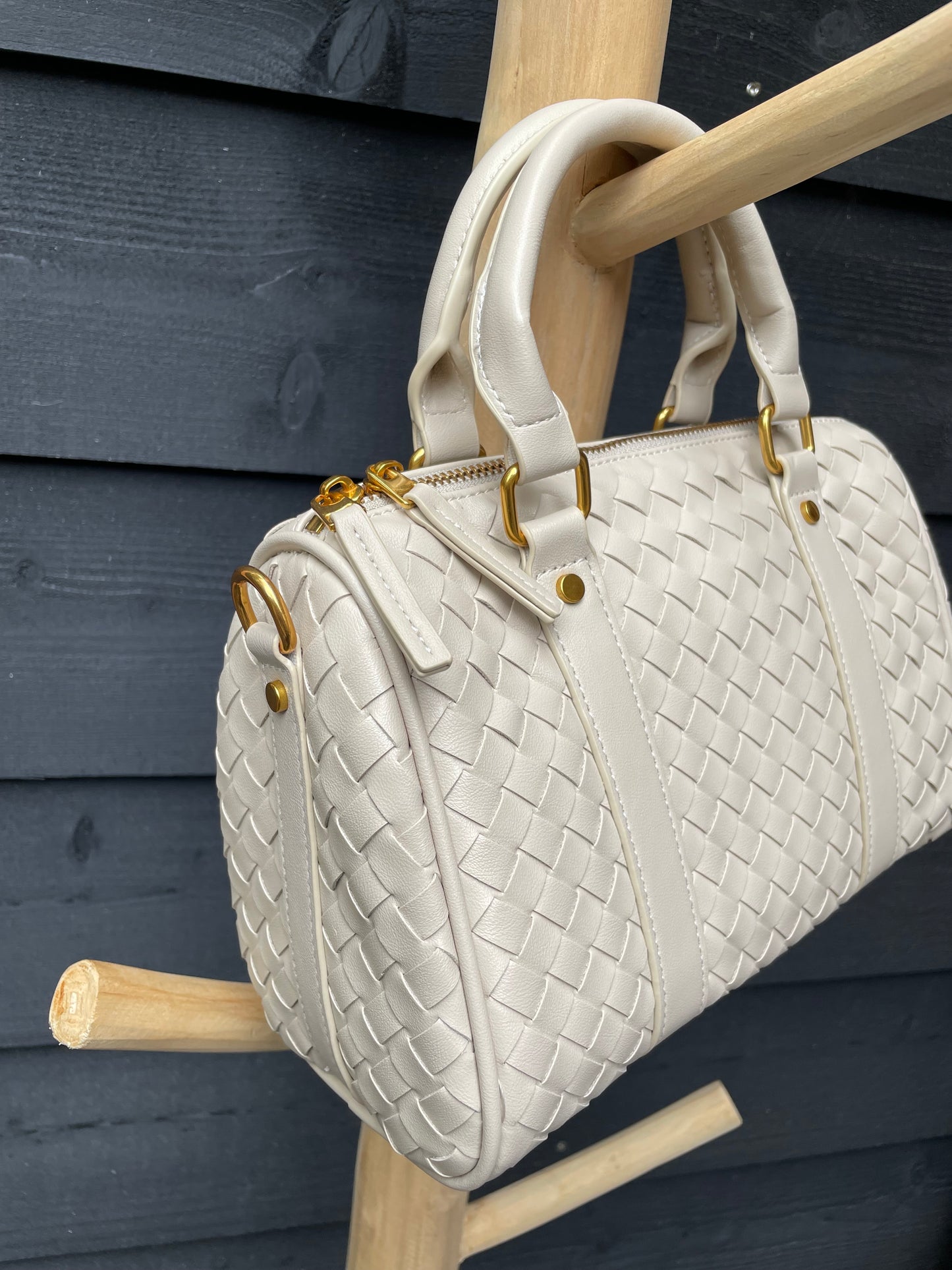 Gevlochten handtas Beige