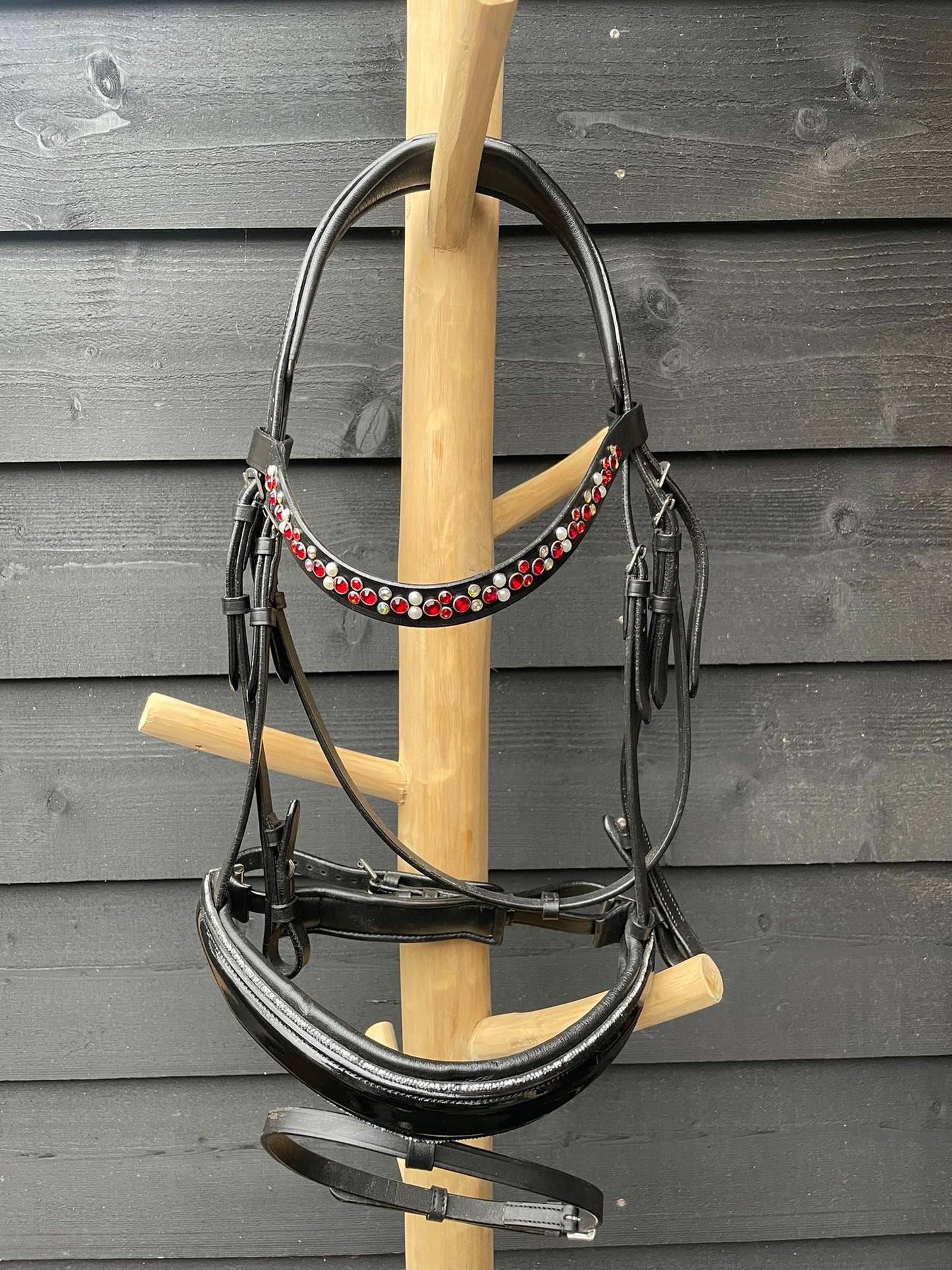 Hoofdstel Zilvere rocktrim maat Full, met frontriem