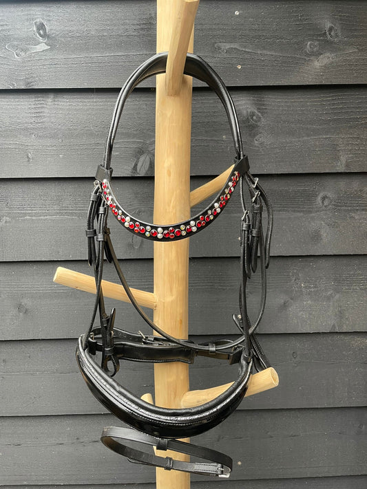 Hoofdstel Zilvere rocktrim maat Full, met frontriem