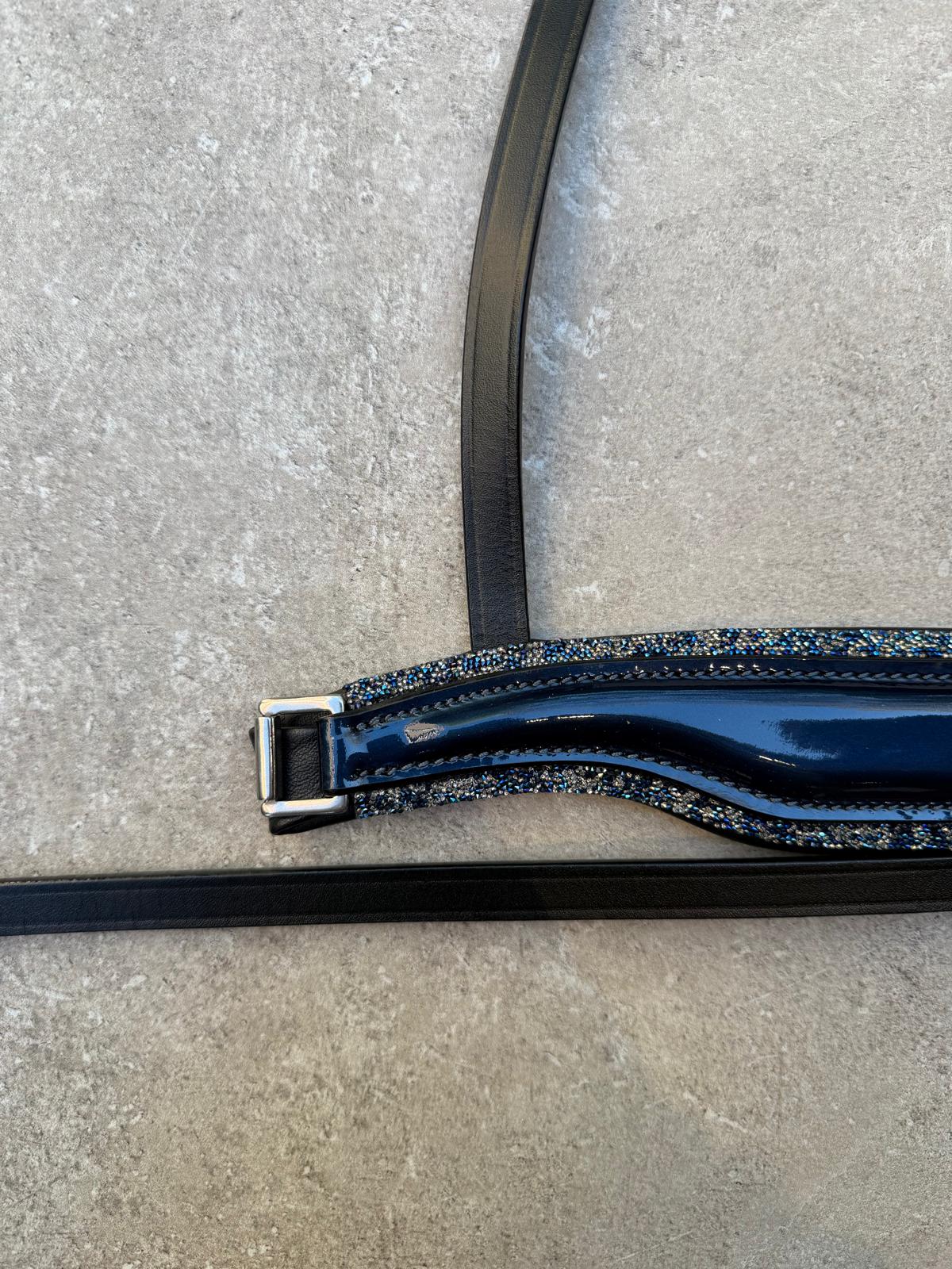 Neusriem Rocktrim Navy/Silver Small rocktrim, Metallic Blue Lak leer