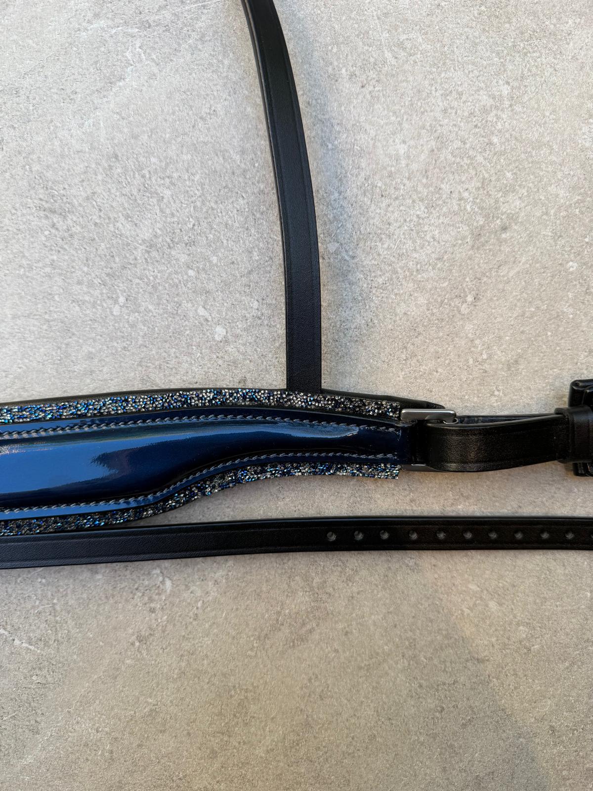 Neusriem Rocktrim Navy/Silver Small rocktrim, Metallic Blue Lak leer