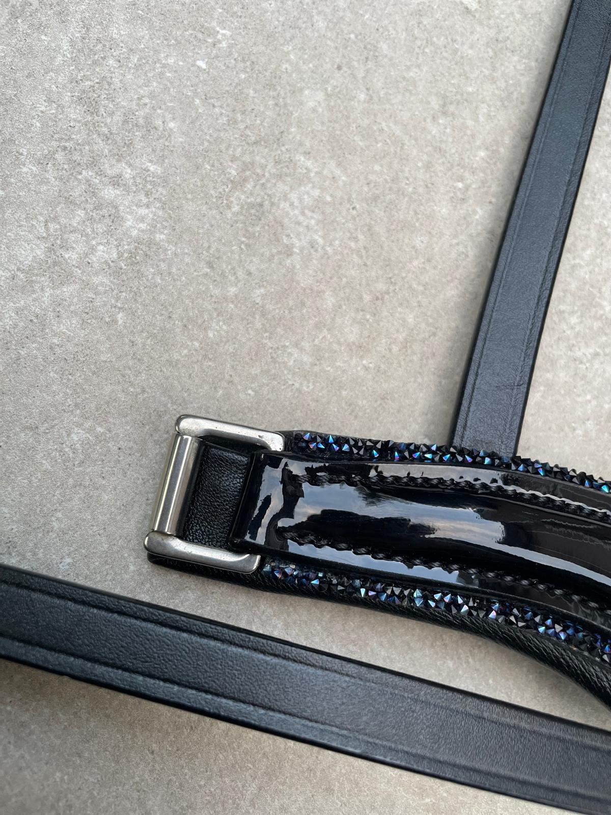 Neusriem Rocktrim Navy Lak leer