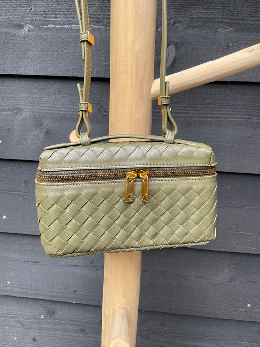Gevlochten crossbody Olijfgroen