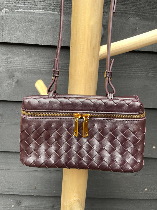 Gevlochten crossbody Aubergine