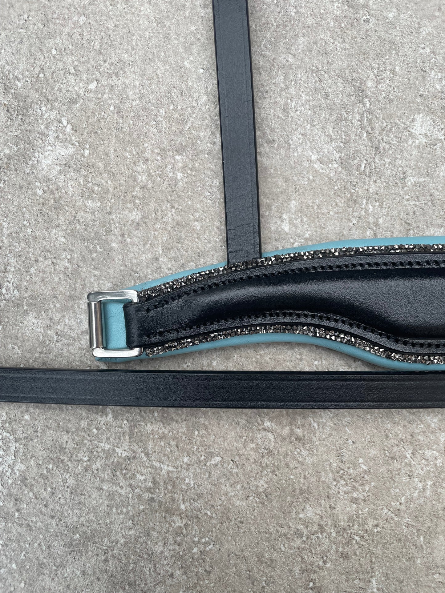 Neusriem Rocktrim Sky Blue onderlegd, Grijs rocktrim, Mat leer