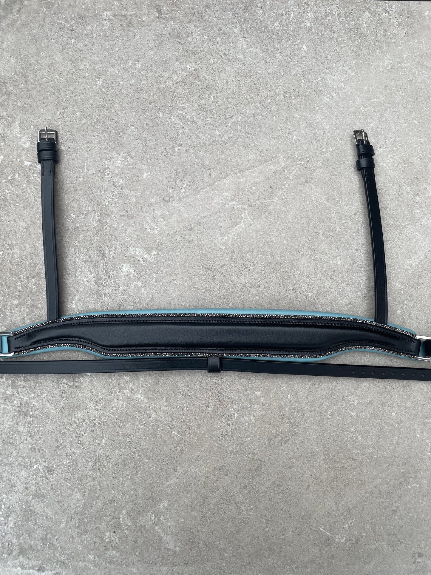 Neusriem Rocktrim Sky Blue onderlegd, Grijs rocktrim, Mat leer