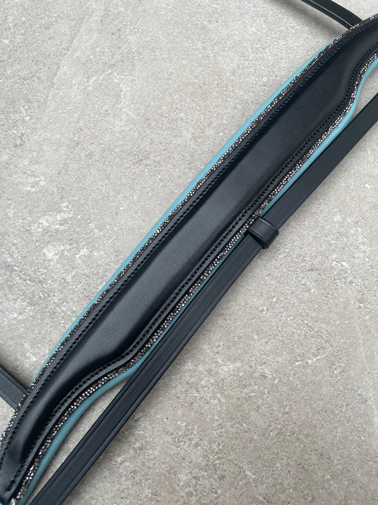 Neusriem Rocktrim Sky Blue onderlegd, Grijs rocktrim, Mat leer