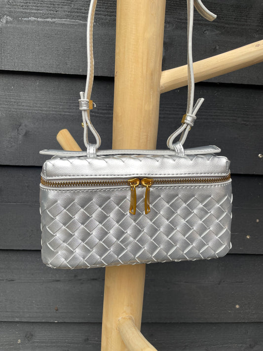 Gevlochten crossbody Zilver