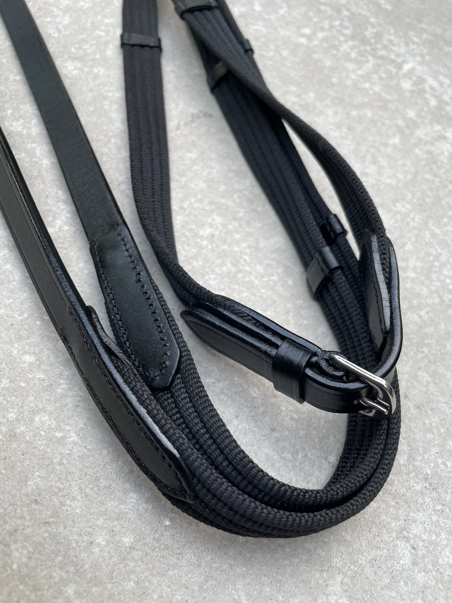 Teugels webbed zwart, Zilvere gesp